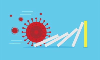 coronavirus domino effect illustration